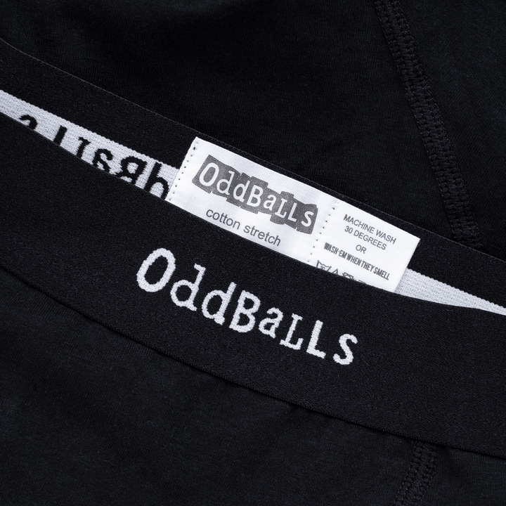 OddBalls Classic Black - Mens Cotton Boxer Shorts