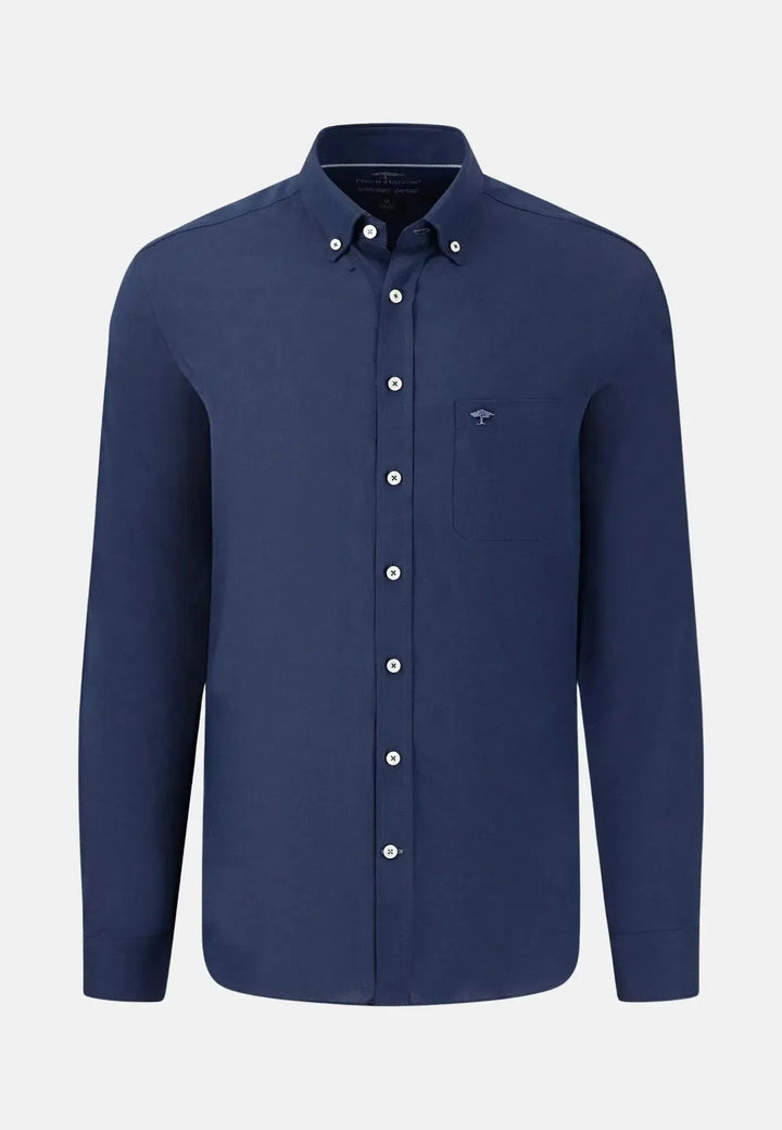 Fynch-Hatton Long Sleeve Navy Oxford Shirt