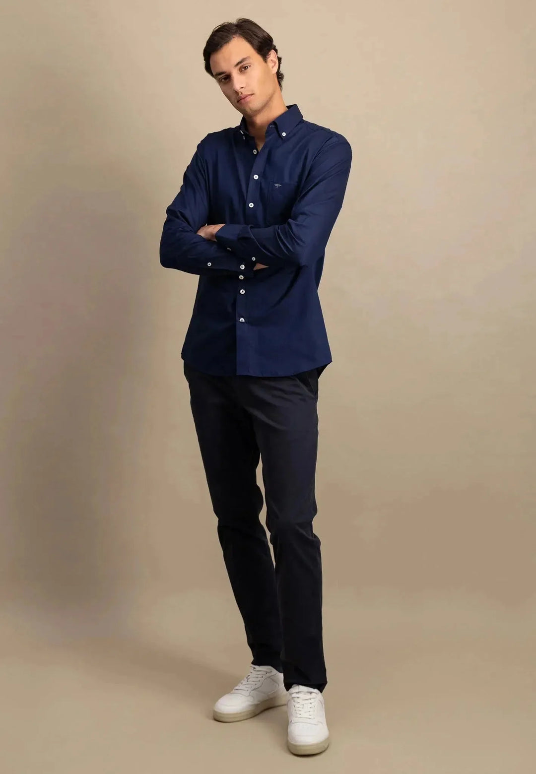 Fynch-Hatton Long Sleeve Oxford Navy