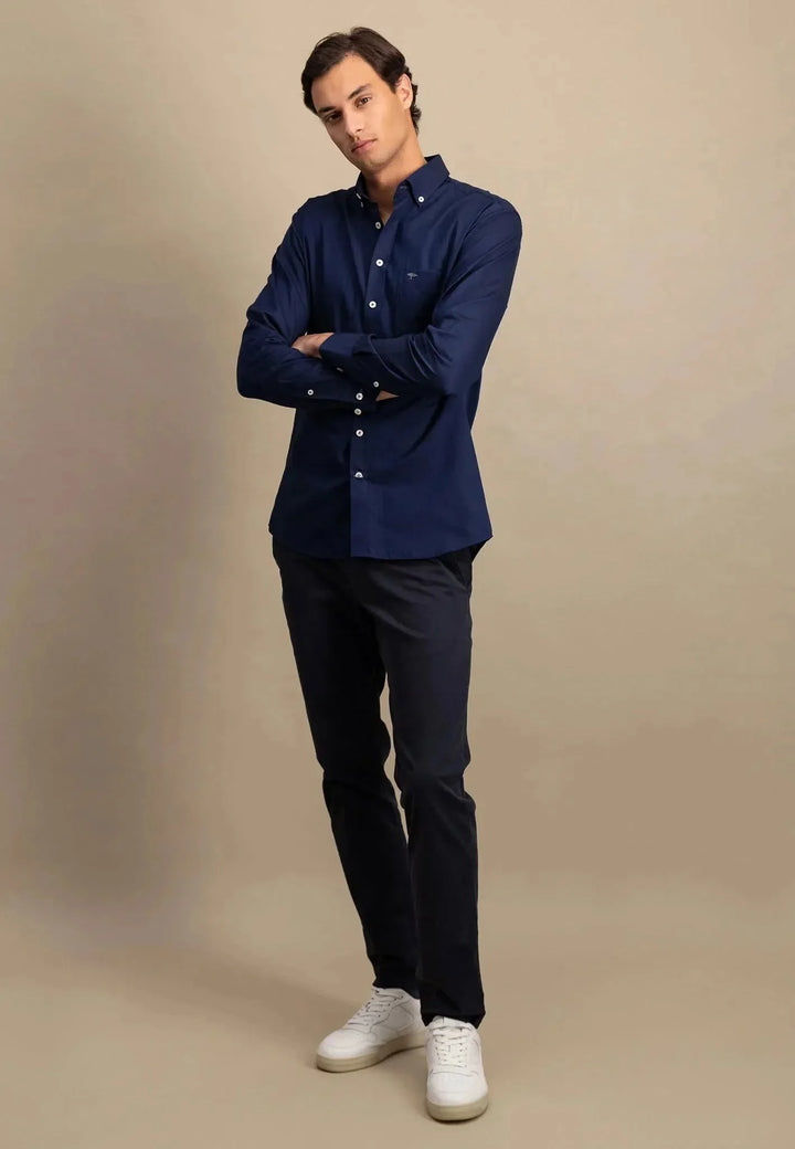 Fynch-Hatton Long Sleeve Oxford Navy
