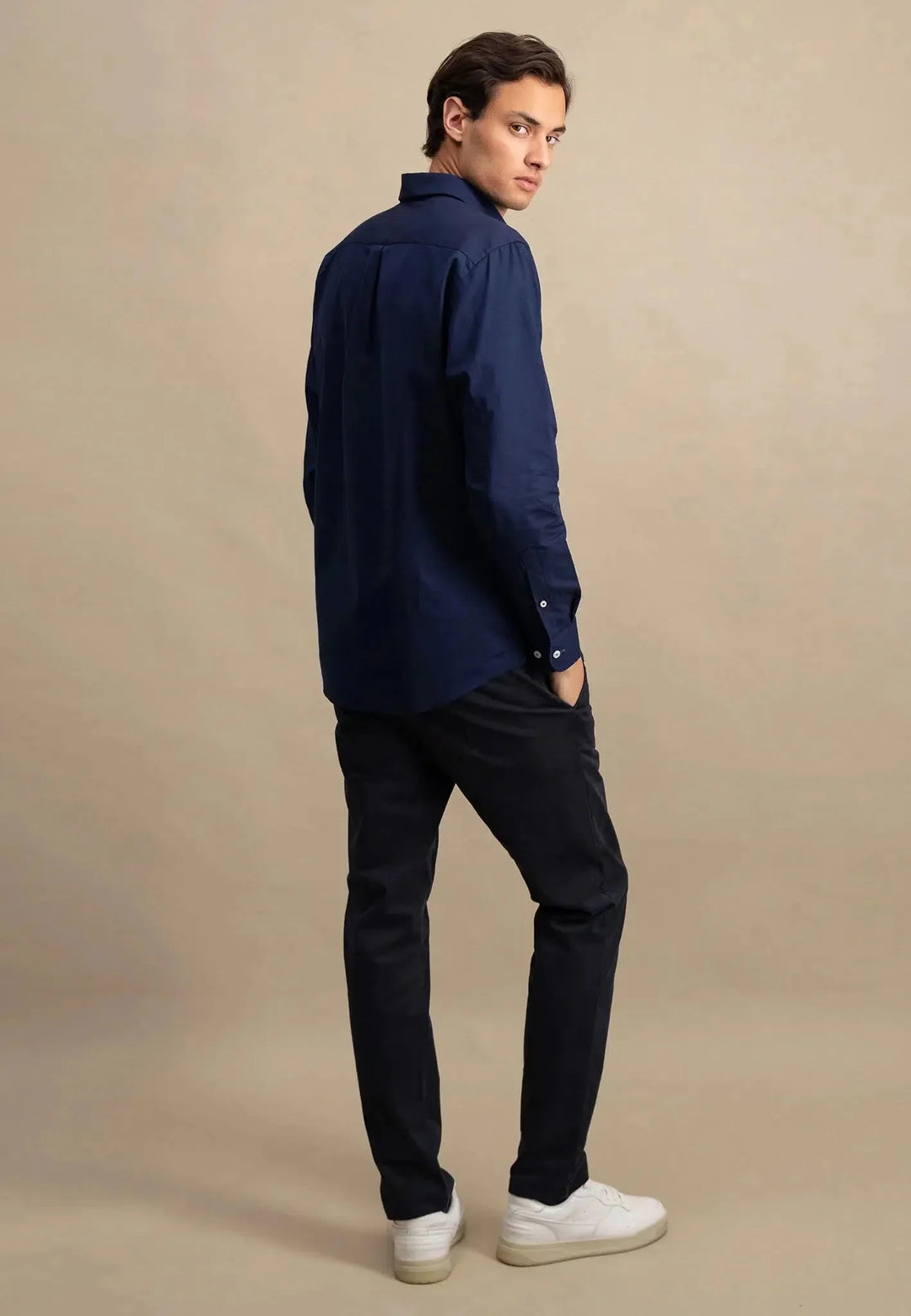 Fynch-Hatton Long Sleeve Oxford Navy