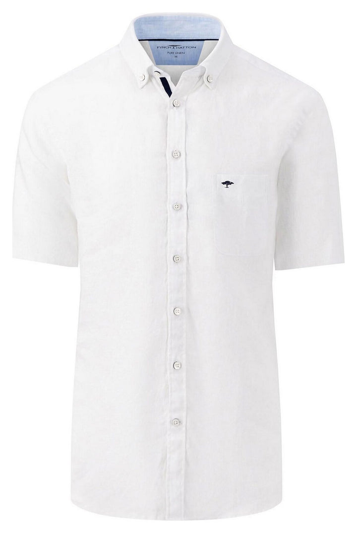 Fynch-Hatton Short Sleeve Linen Shirt White