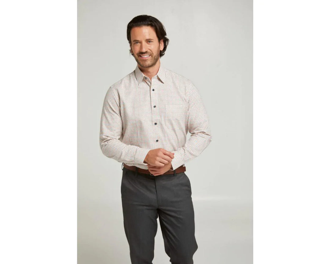 Double Two Long Sleeve Rust Checked Shirt