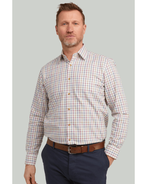 Double Two Long Sleeve Plum Checked Shirt