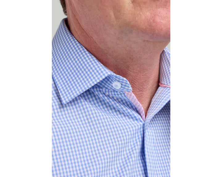 Double Two Blue Gingham Long Sleeve