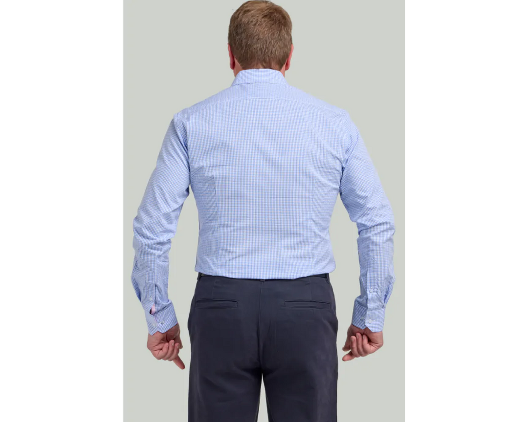 Double Two Blue Gingham Long Sleeve