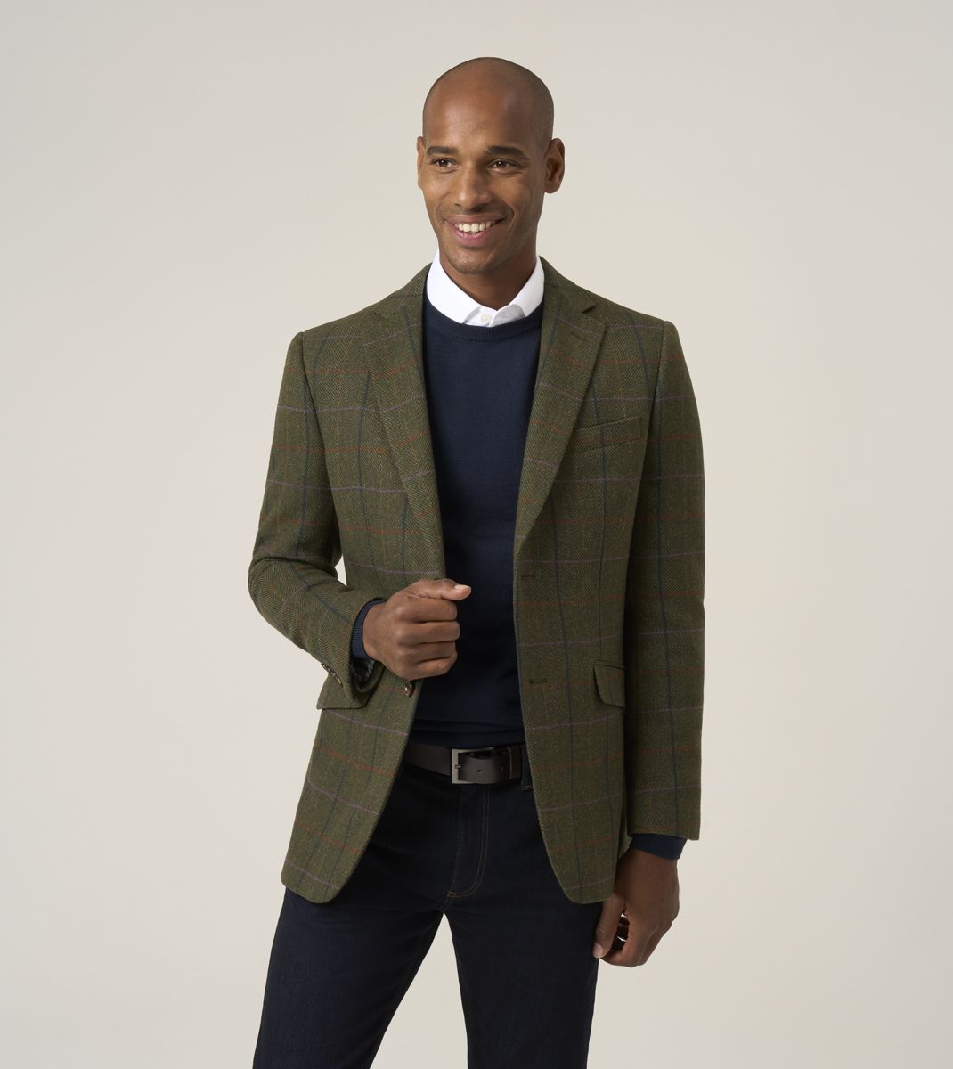 Skopes Horden Tailored Fit Lovat Green Country Check Jacket
