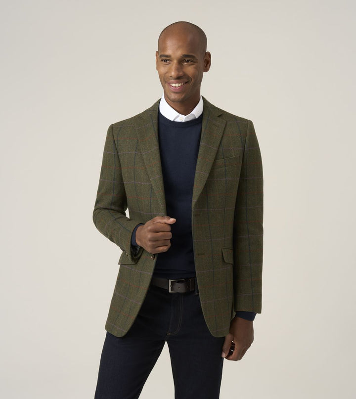 Skopes Horden Tailored Fit Lovat Green Country Check Jacket