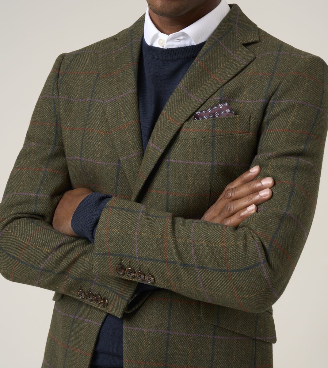 Skopes Horden Tailored Fit Lovat Green Country Check Jacket