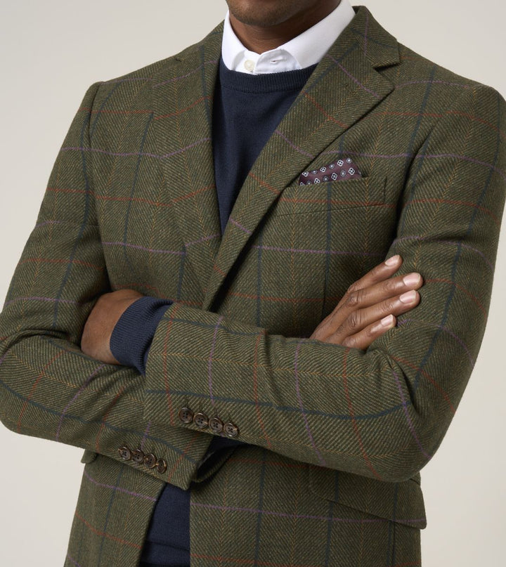 Skopes Horden Tailored Fit Lovat Green Country Check Jacket