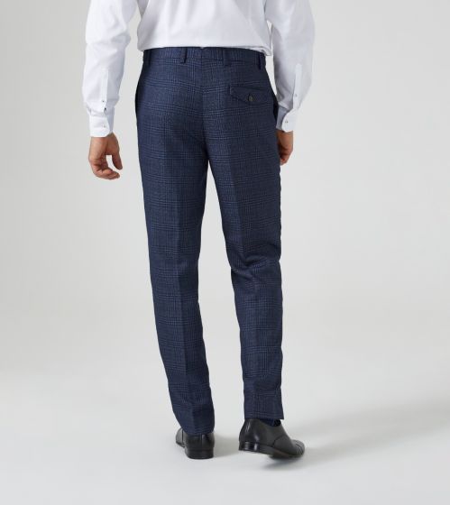 Skopes Woolf Tailored Fit Trousers Blue Check