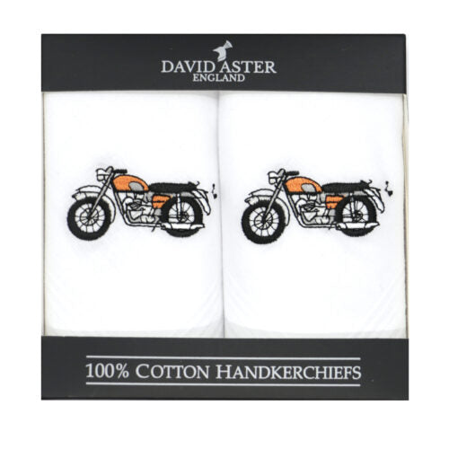 Motorbike Embroidered Cotton Handkerchiefs- Two Pack