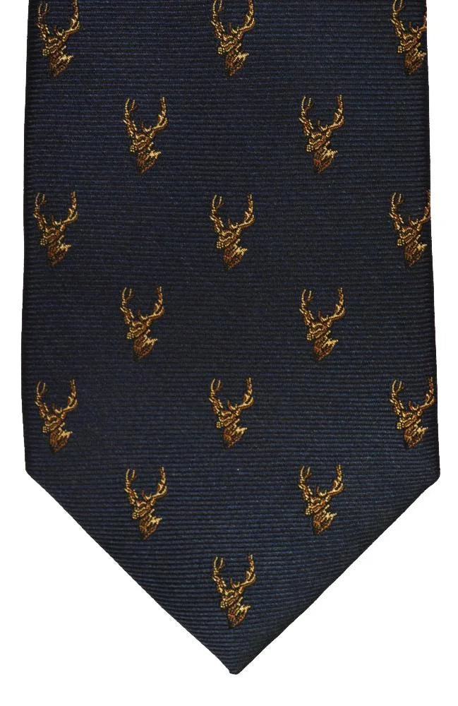 Stag Head Navy Tie
