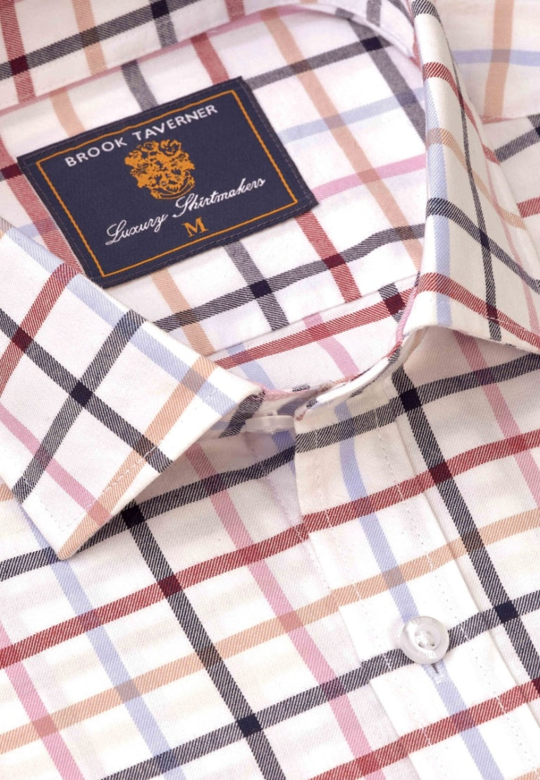 Brook Taverner Tattersall Check Long Sleeve Ecru