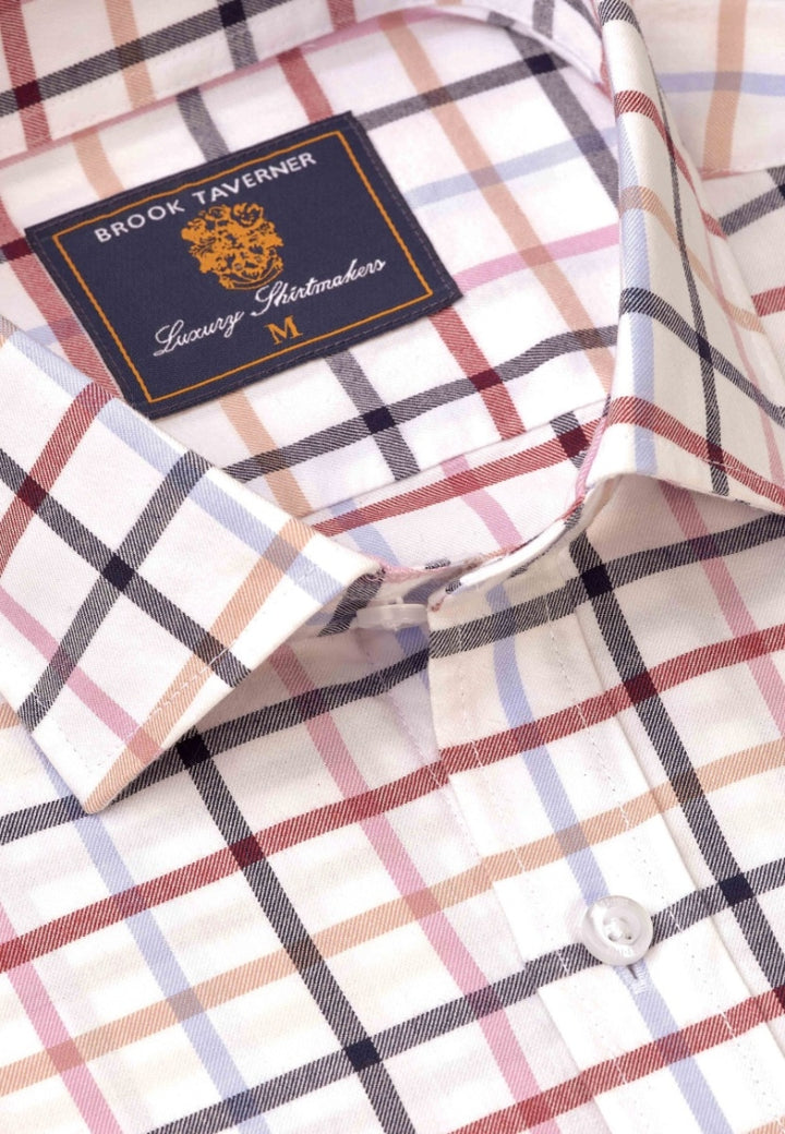 Brook Taverner Tattersall Check Long Sleeve Ecru