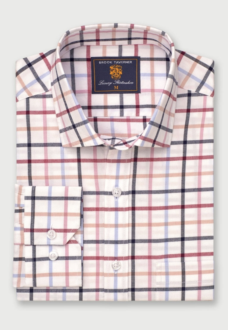 Brook Taverner Tattersall Check Long Sleeve Ecru