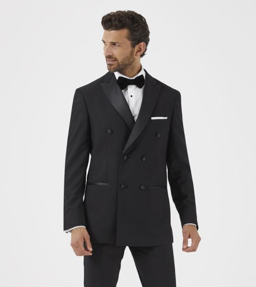 Skopes Sinatra Slim Double Breasted Dinner Suit Black