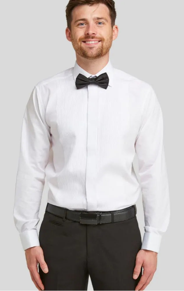 Double Two White Ribbed Piqué Dress Shirt