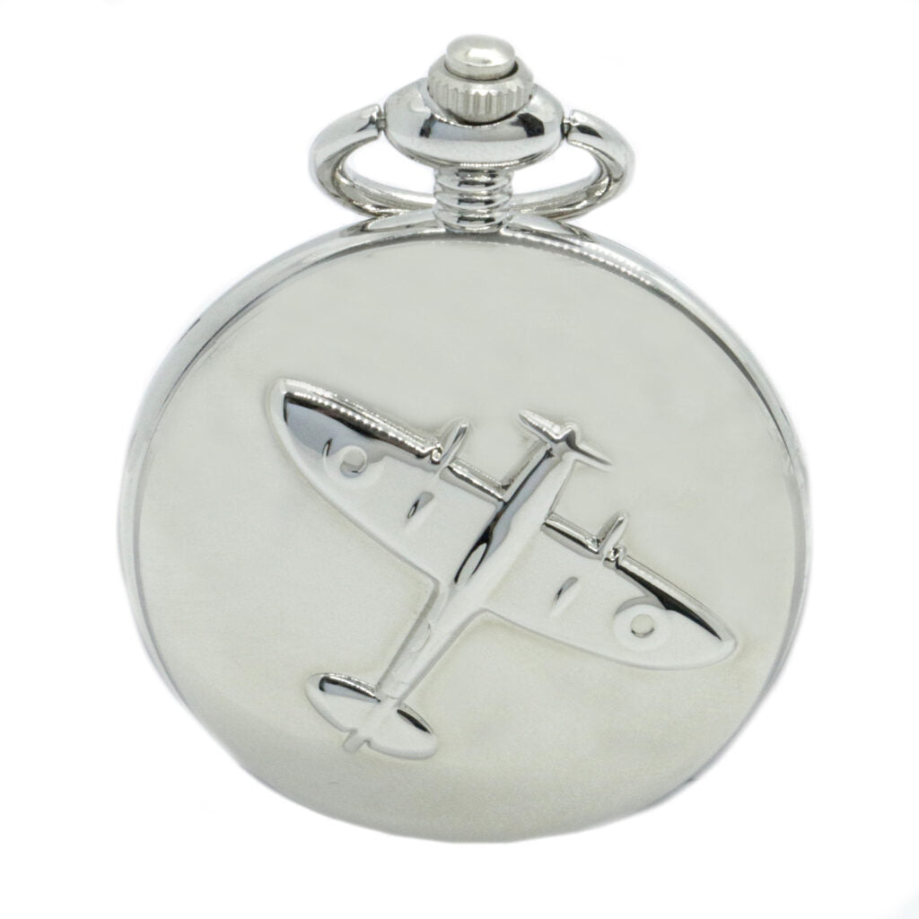Silver Spitfire Quartz Fukkll Hunter Pocket Watch