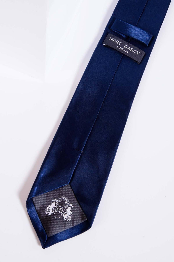 Marc Darcy Stanley Navy Satin Tie, Cufflink & Pocket Square Set