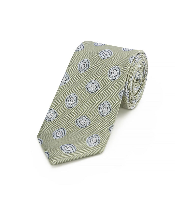 Skopes Mint Green Geometric Pattern Silk Tie