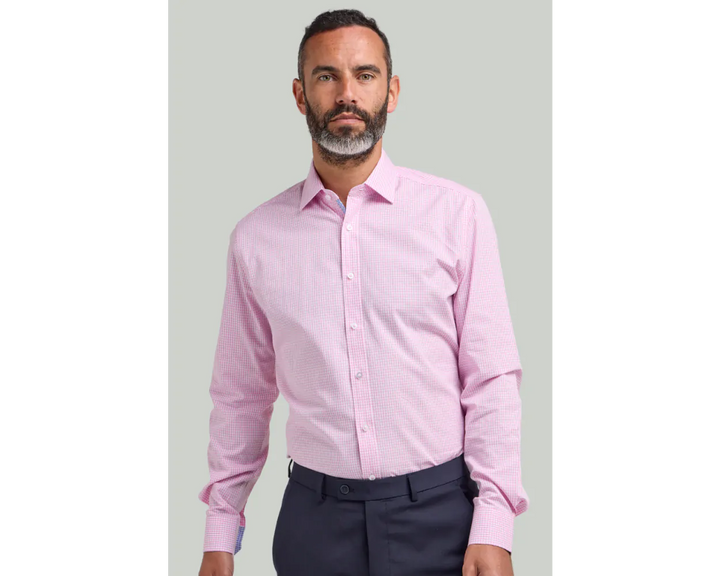 Double Two Pink Gingham Long Sleeve