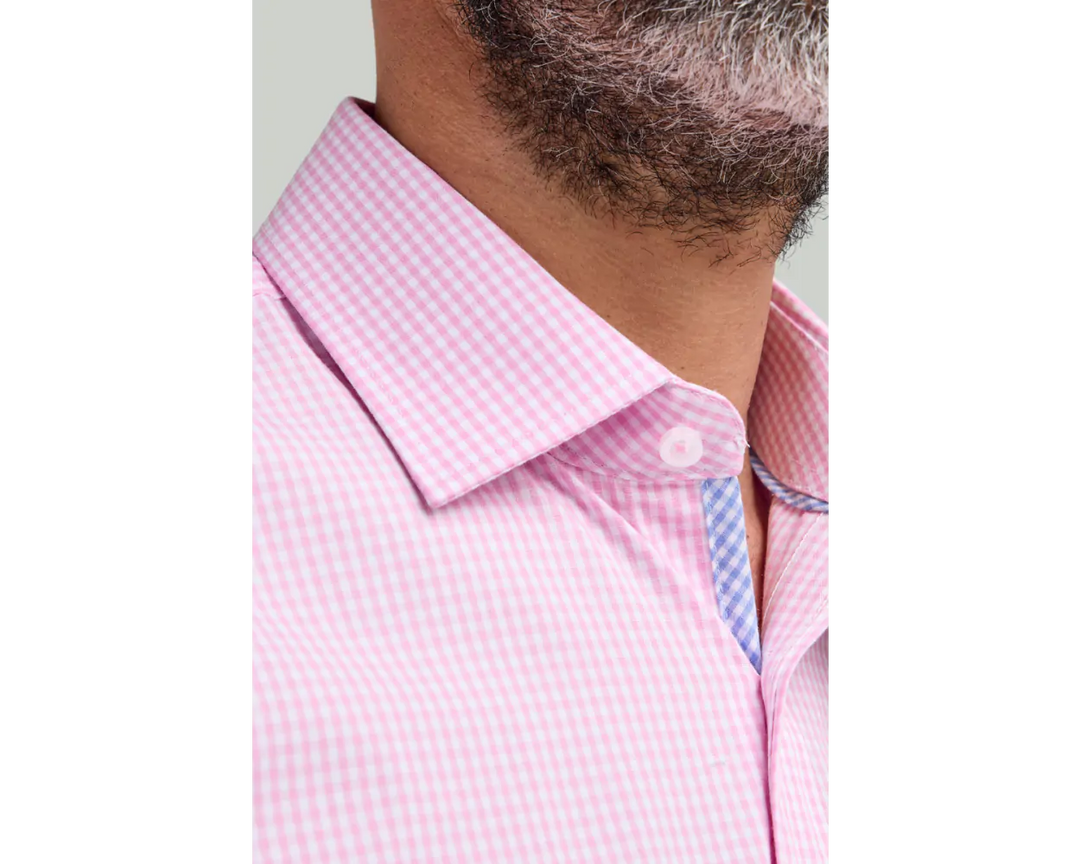 Double Two Pink Gingham Long Sleeve