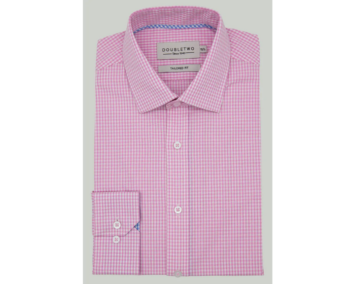 Double Two Pink Gingham Long Sleeve