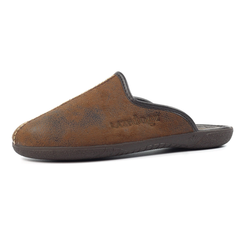 LazyDogz Tees II Mens Slippers Brown