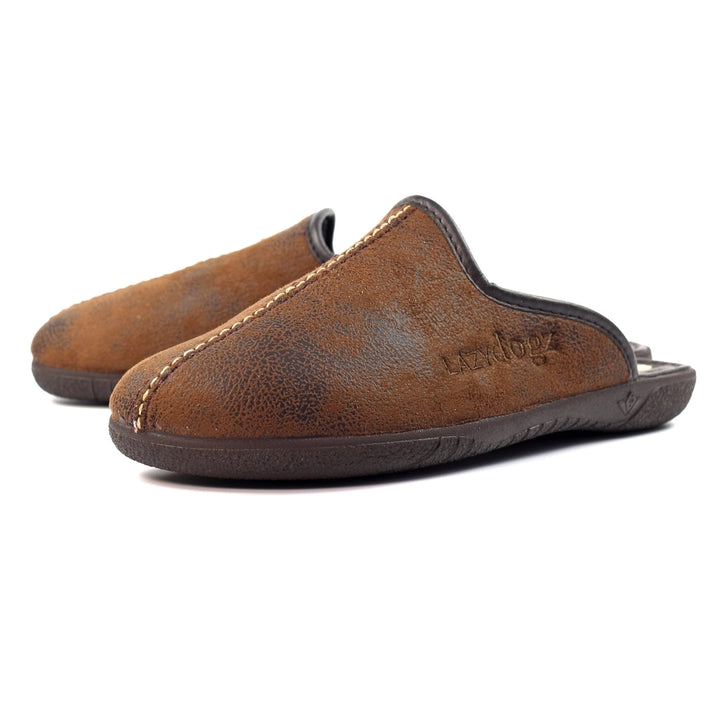 LazyDogz Tees II Mens Slippers Brown