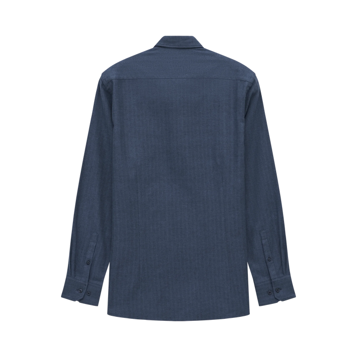 Bugatti Casual Long Sleeve Blue Herringbone