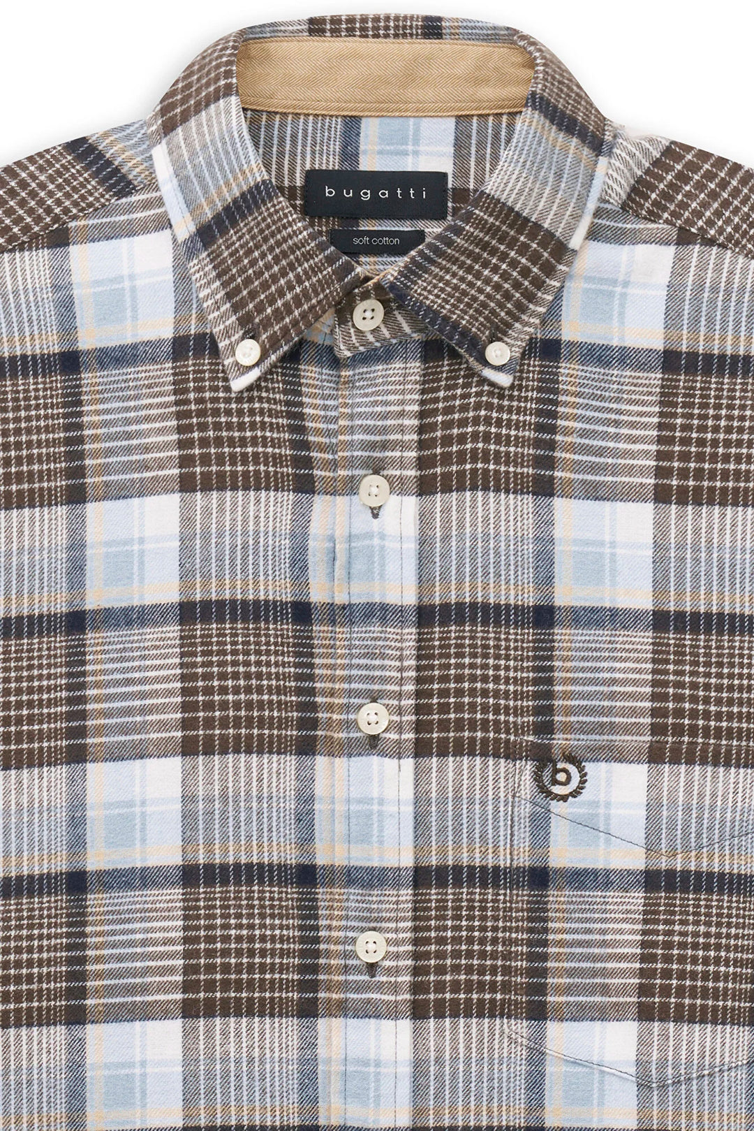 Bugatti Casual Long Sleeve Brown Blue Check
