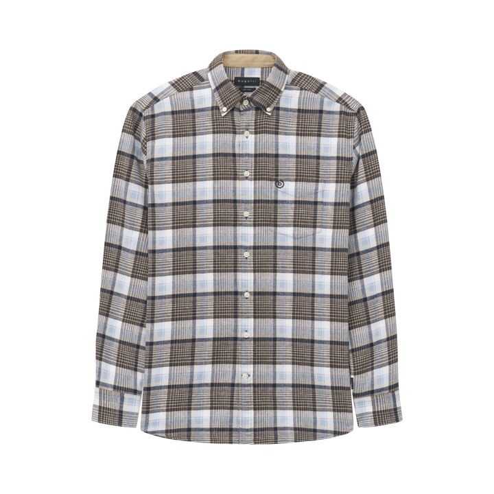Bugatti Casual Long Sleeve Brown Blue Check