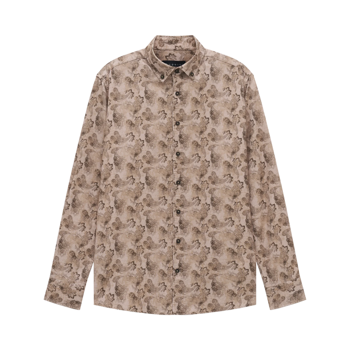 Bugatti Casual Long Sleeve Beige Patterned Shirt