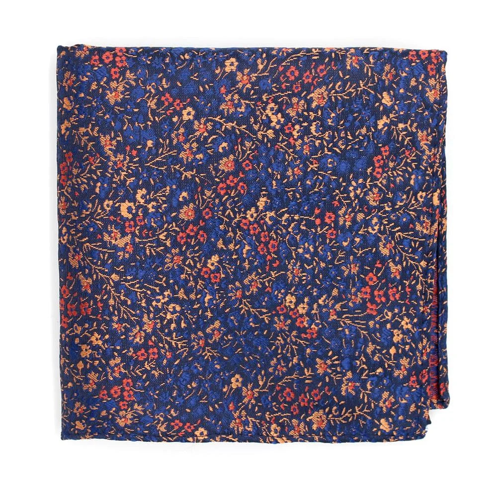 Pocket Square -ditsy floral navy & copper