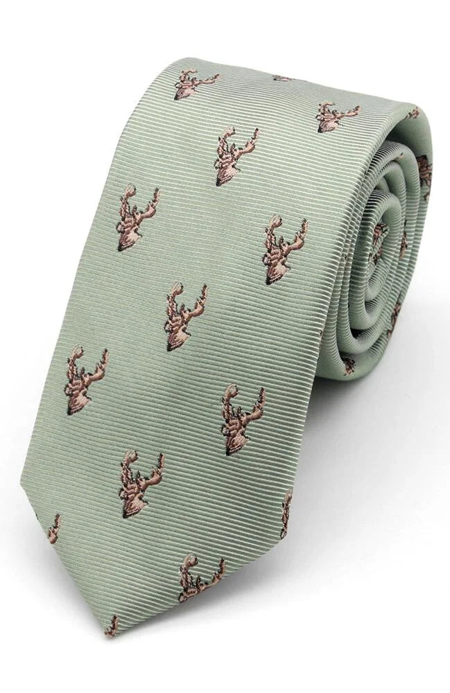 Stag Head Sage Tie